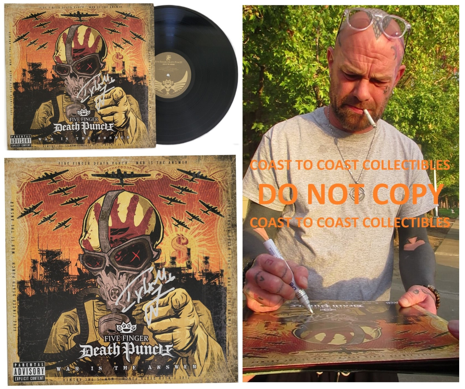 Ivan Moody Signed Five Finger Death Punch War is the Answer Album Proof Autographed Vinyl Record Ivan Moody Signed Five Finger Death Punch War is the Answer Album Proof Autographed Vinyl Record