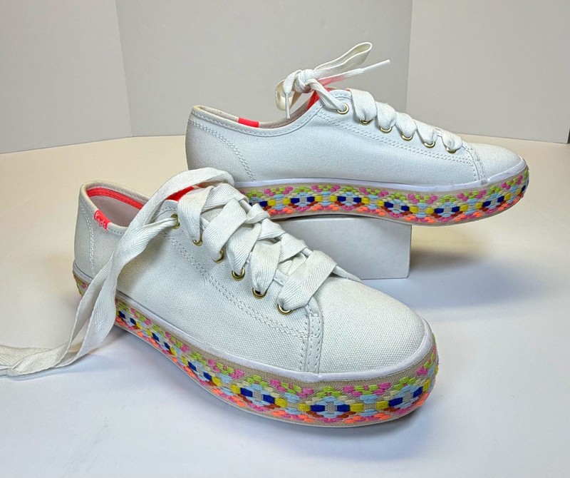 Keds Triple Kick Embroidered Foxing Platform Sneakers Women's Size 7.5