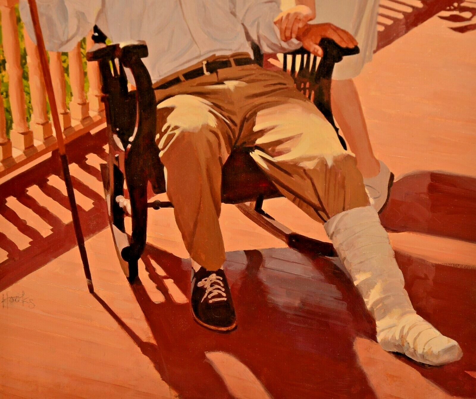 MITCHELL HOOKS Original Vintage Signed Double Portrait Illustration Oil Painting