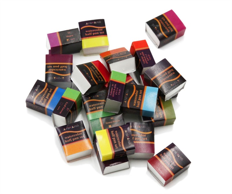 Artist Aquarellfarben Halbe NÃ¤Pfe, Malkasten, 48 FarbtÃ¶Ne Inkl. Neon, Watercolor