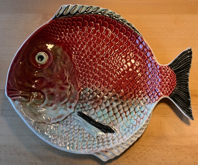 Unbenutzter Keramik Fischteller Caldas Da Rainha Fischteller - Wie Neu!