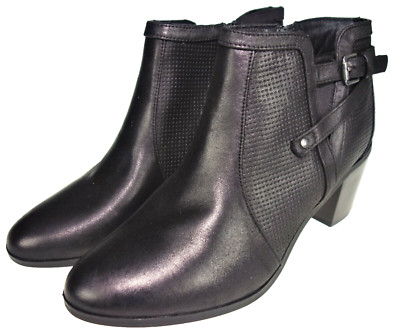 10M  Wear Ever Cushioned Comfort Octa 12514 Black Heeled Ankle Boots Bootie Side