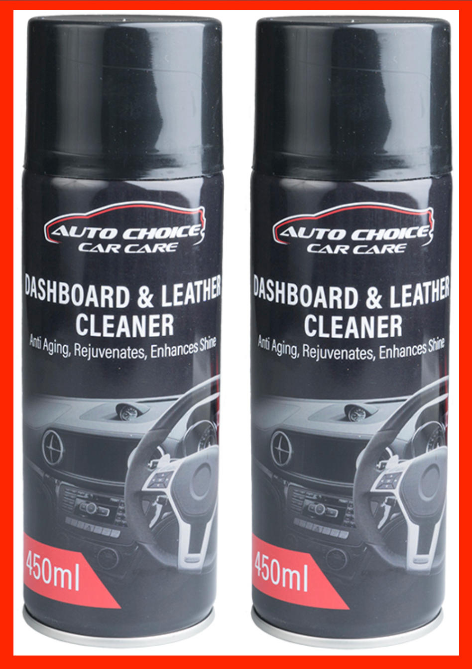 Car Dashboard & Leather Cleaner 2 Pack - 450ml Spray Polish Lemon Scented