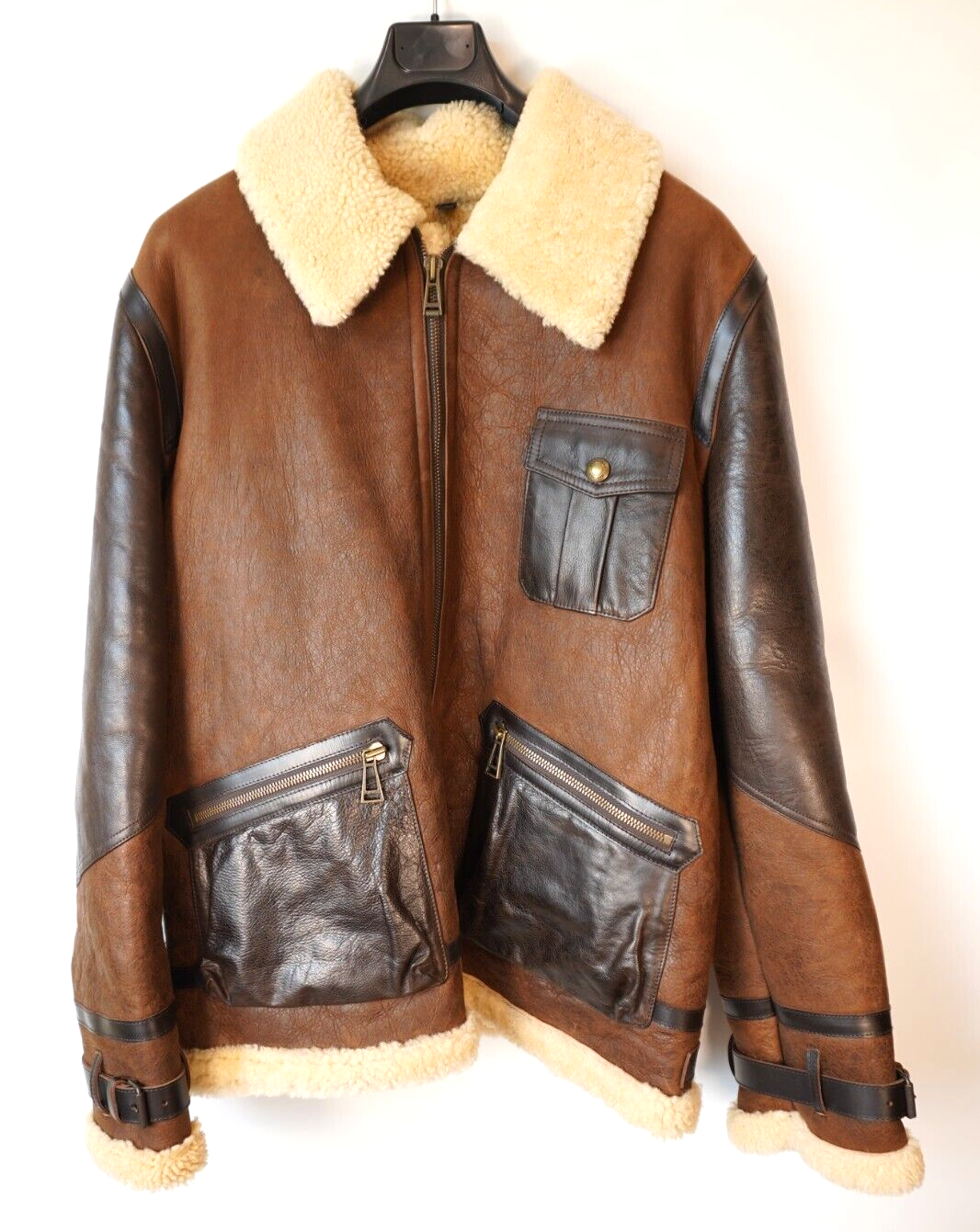 MINT | $2800 BELSTAFF 48 58 XXXXL ASTELL AVIATOR BROWN SHEARLING