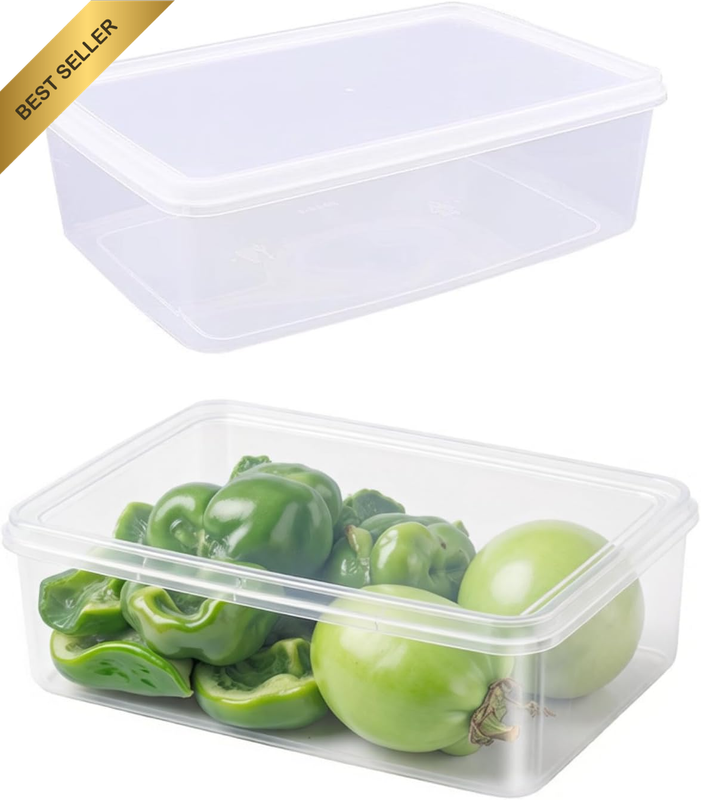 2Pack Plastic Food Pans,Clear 6L Storage Containers with Lids