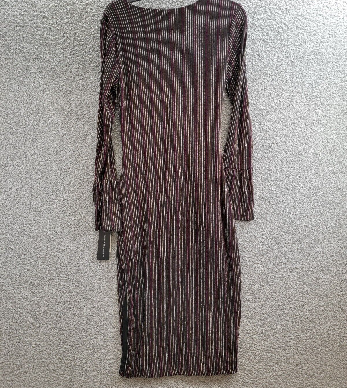 French Connection Paula Keyhole Midi Dress Women's M Blackout Multi Long Sleeve - Picture 10 of 16