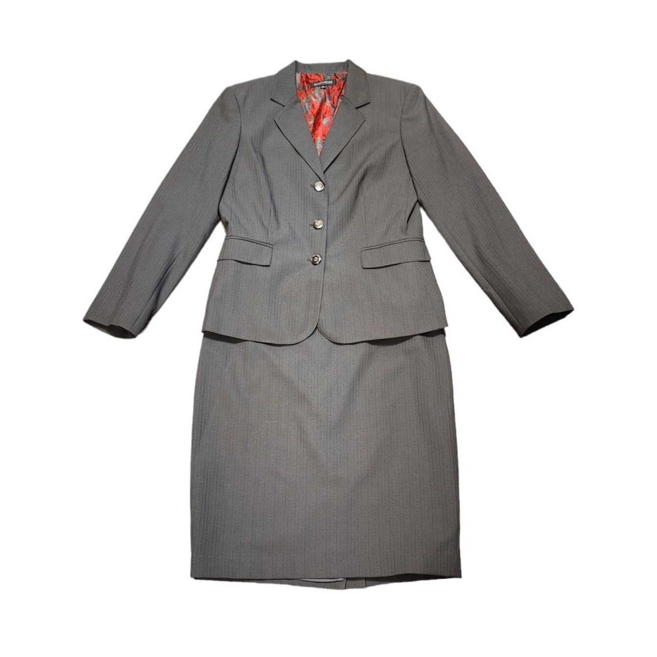 【2plan】Crying medal over blazer John Meyer Collection Grey Lined Pin Striped Blazer & Skirt
