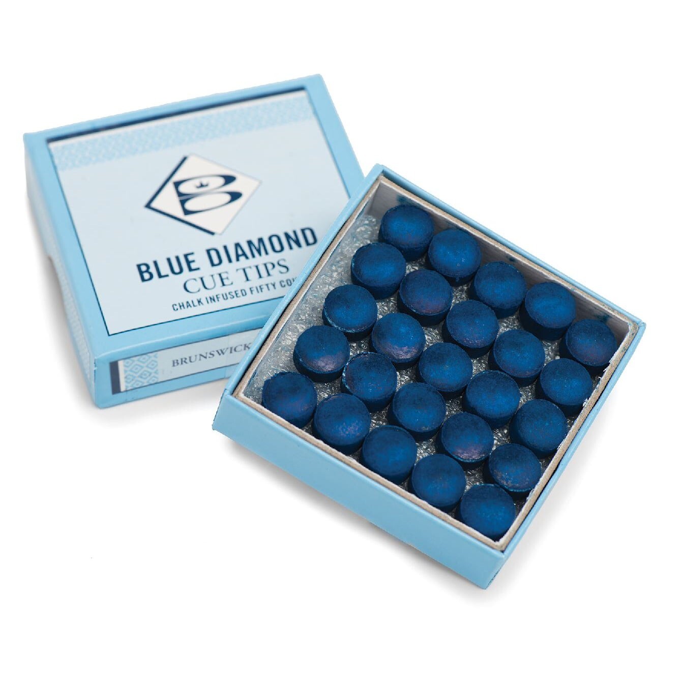 25 X 11mm Leather Blue Diamond Snooker Pool Cue Tips - FREE