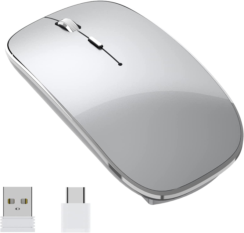 Chargeable Portable Silent Wireless Mouse Usb And Type-c Gre