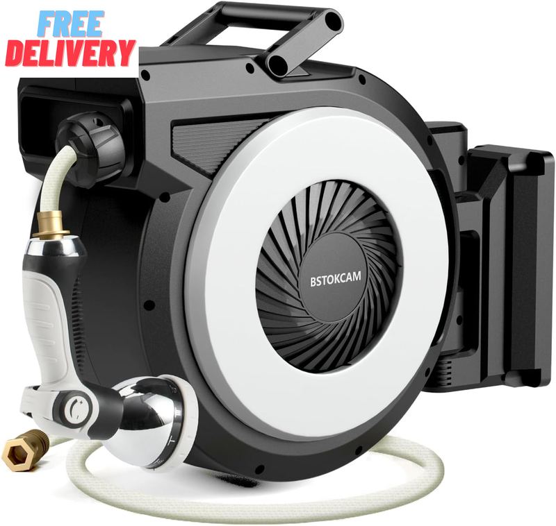 Heavy Duty Retractable Garden Hose Reel, 100 Ft Wall Mount Water Hose Reels Outd