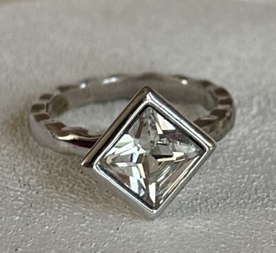Park Lane High Five Ring - 1 Of 5- Size 10 Rare Silvertone Clear Princess Cut