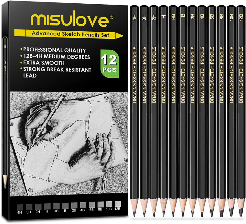 S For Drawing, 12 Pack, Graphite Pencils, Art Sketching P