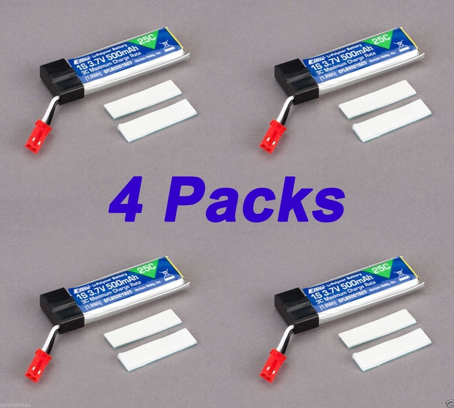 Latest  4 pcs Blade 180 QX 500mAh 1-Cell 3.7V 25C LiPo Battery 180QX EFLB5001S25