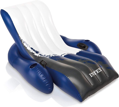 Inflatable Lounge Pool Recliner Lounger Chair with Cup Holders