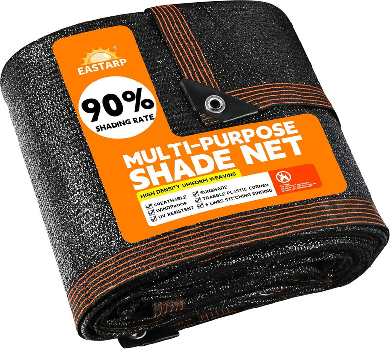 90% Shading Rate 6'X8' Black Shade Cloth,Uv Resistant Durable Mesh