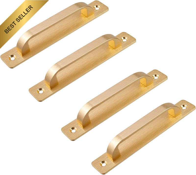5-Inch Brushed Gold Cabinet Pulls Drawer Handles, with Base Plate, Aluminium All