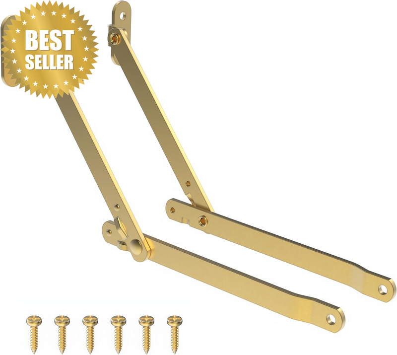 Chest & Desk Hardware - Heavy Brass Plated Lid Stay | Lid Support Hinge for Anti