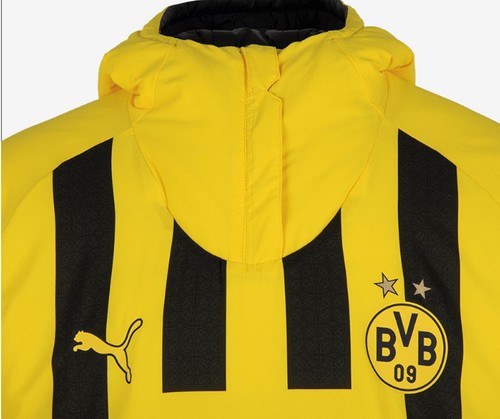 Pre-owned Puma Men Dortmund Reversible Jacket Run Black Soccer Bvb 09 Top Jackets 77111506 In Black, Yellow