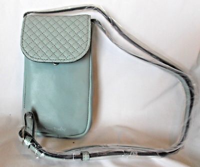 Vera Bradley Carson Gallatin Leather Dusty Blue RFID Cellphone Crossbody bag NWT