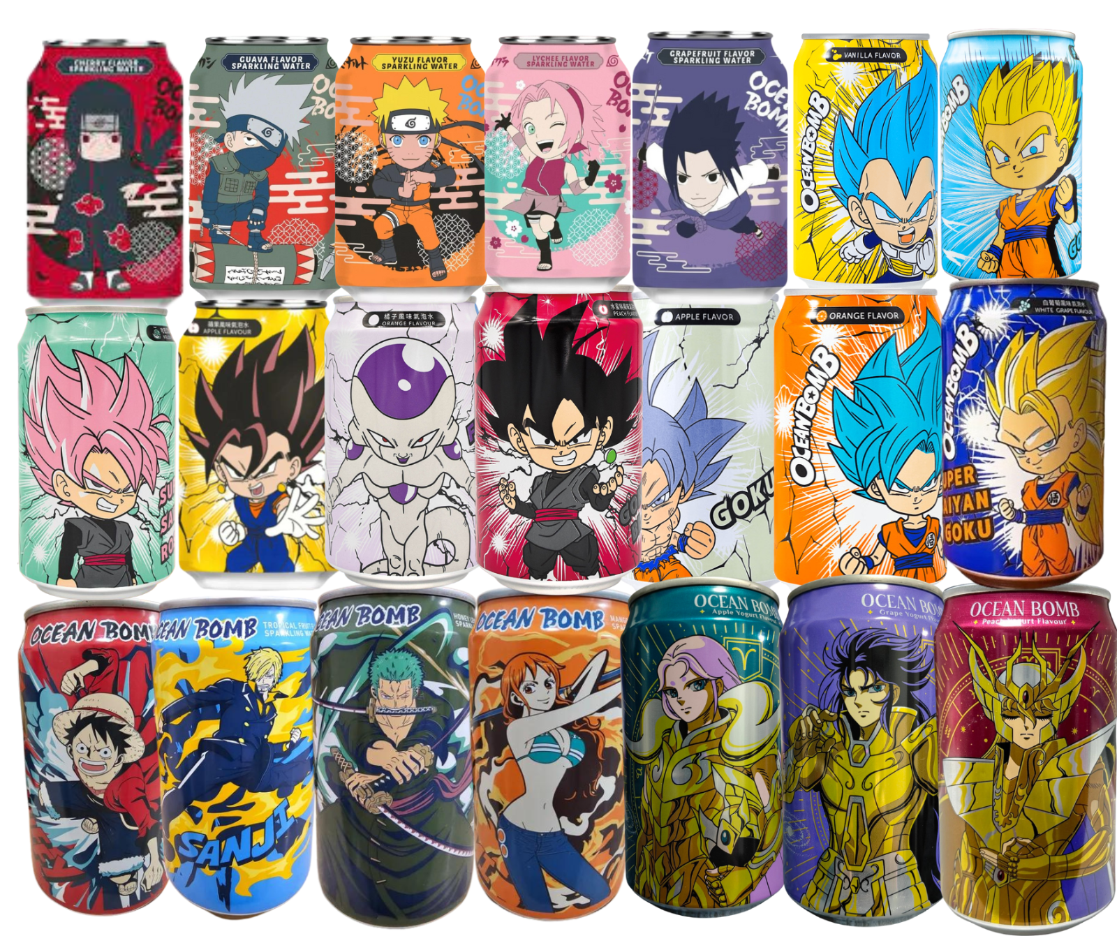 Ocean Bomb Sailor Moon, One Piece, Dragon Ball Z Sodas