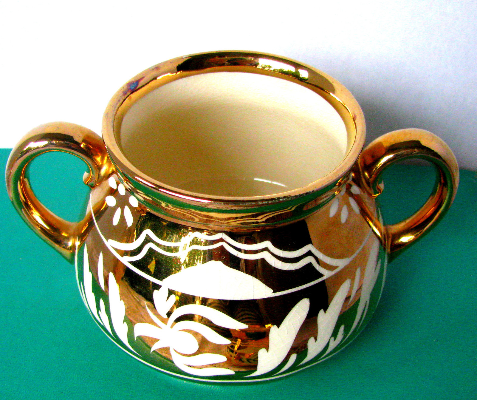 Gibsons Staffordshire Gold and White Creamer and Sugar Bowl, Art Deco Wedding