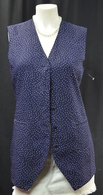 Campagnie International EXPRESS Navy Blue polka dot Vintage vest long top S NEW