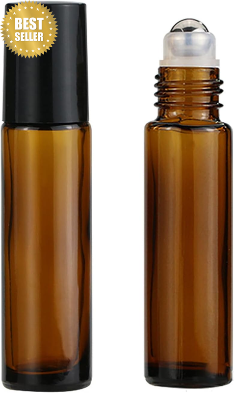 2PCS 10Ml Amber Rollerball Bottles Vials Rolling Ball Applicator Perfume Roll on