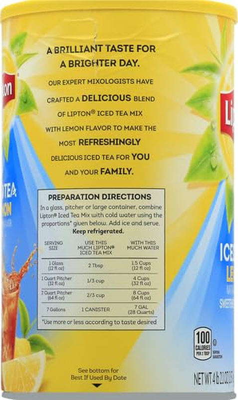 Lemon Powdered Iced Tea, Sweetened, Makes 28 Quarts