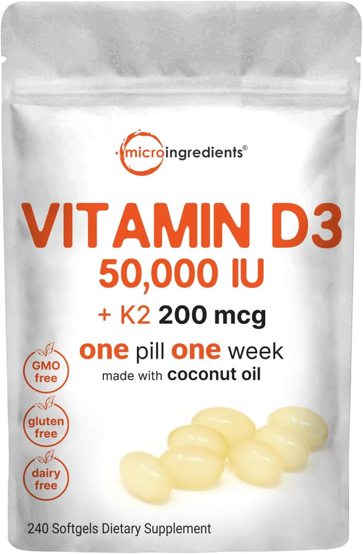 Vitamin D3 5000 IU Softgels With Coconut Oil - Bone & Immune Support, 500 Count