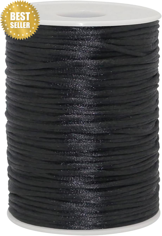 2Mm X 100 Yards Rattail Satin Nylon Trim Cord Roll,Chinese Knot,Rattail Trim Thr