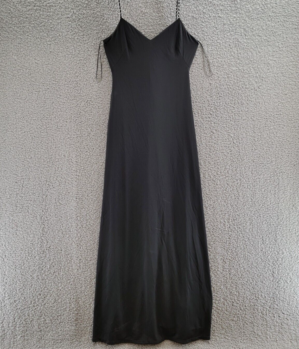 Lauren Ralph Lauren Chain-Strap Twisted-Back Gown Womens 6 Black V-Neck Pullover - Picture 2 of 15
