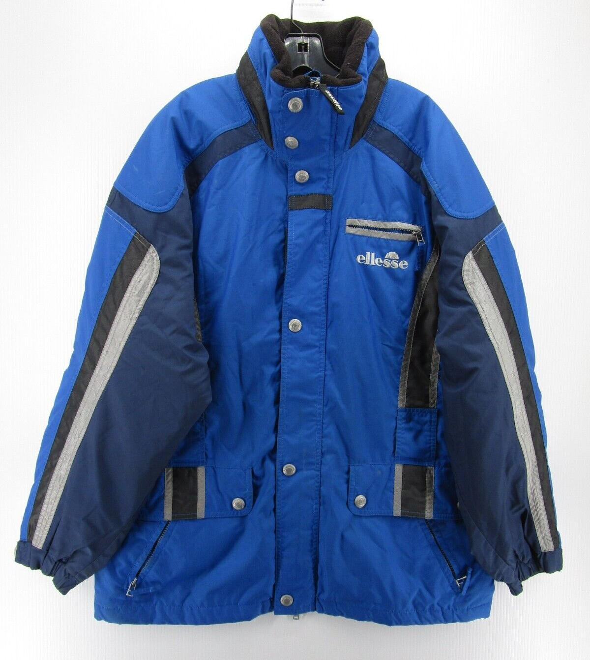 VINTAEGE Ellesse Jacket Men 52 Blue Ski Coat Stowaway Hood VINTAEGE Ellesse Jacket Men 52 Blue Ski Coat Stowaway Hood