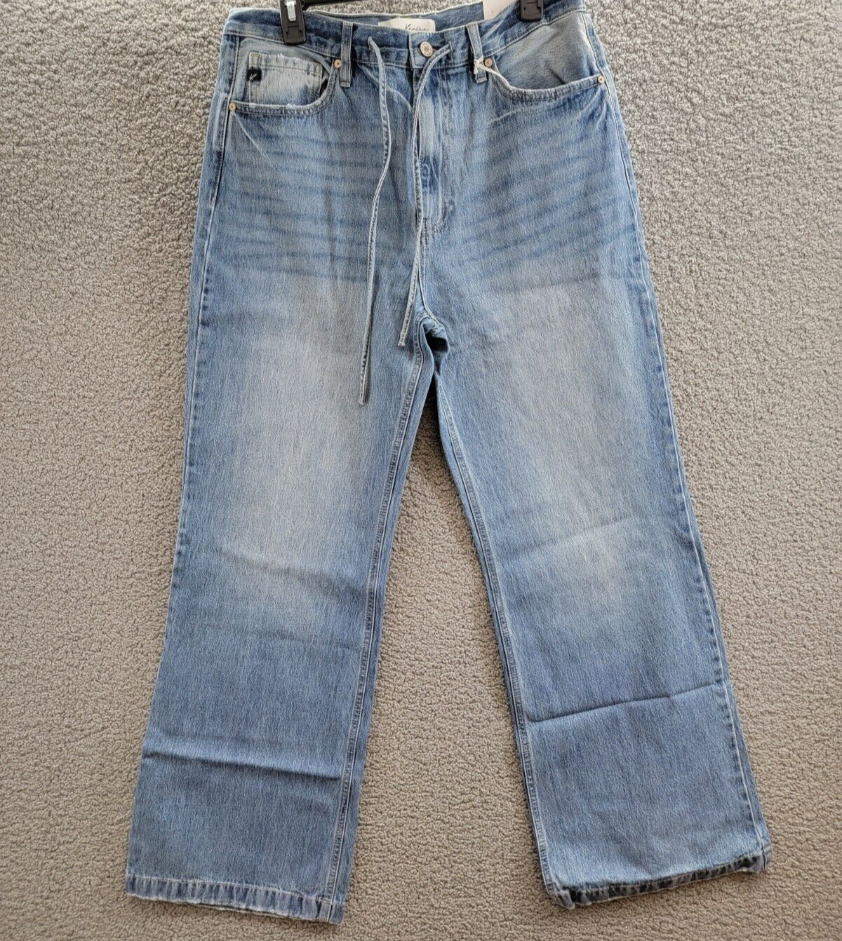 KanCan Hilo Ultra High Rise 90's Flare Jeans Womens 13/30 Medium Blue Button Zip - Picture 2 of 18