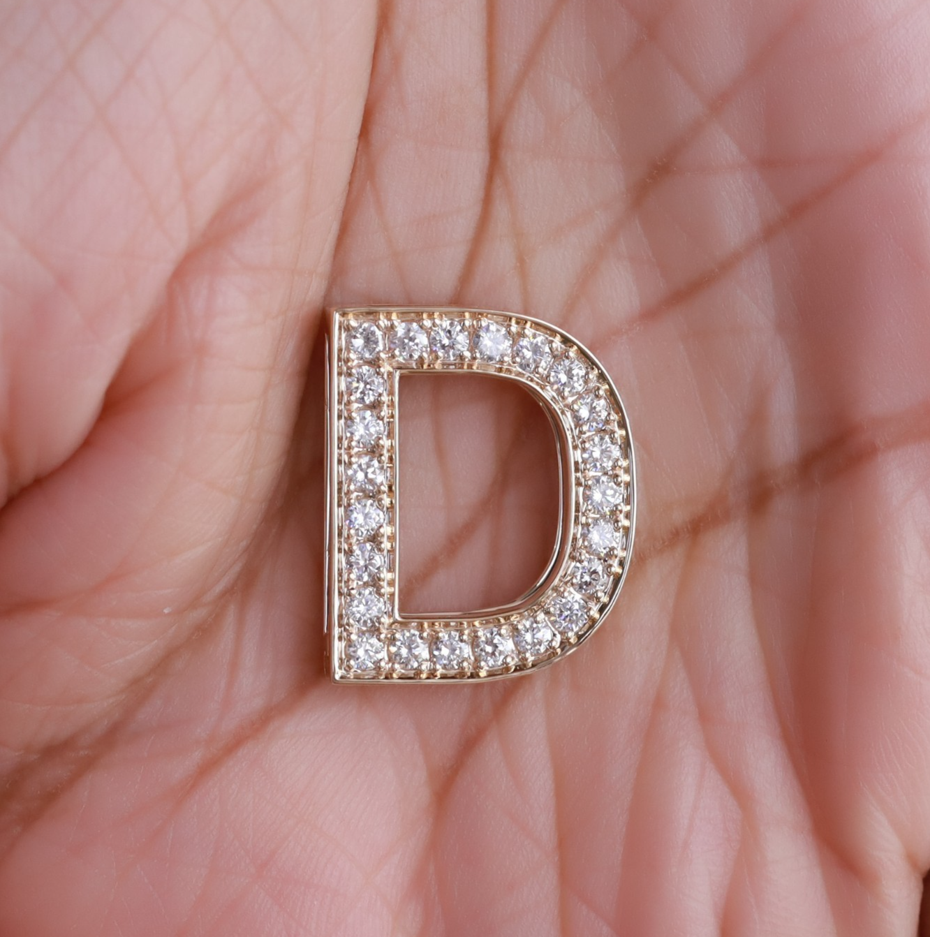 4/5 Ct Lab Grown Diamond D Initial Pendant 14K Yellow Gold