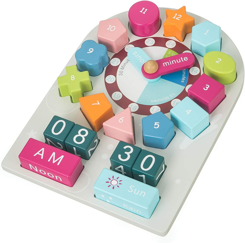 Shape Sorting Clock Educational Toy for Toddlers  Montessori