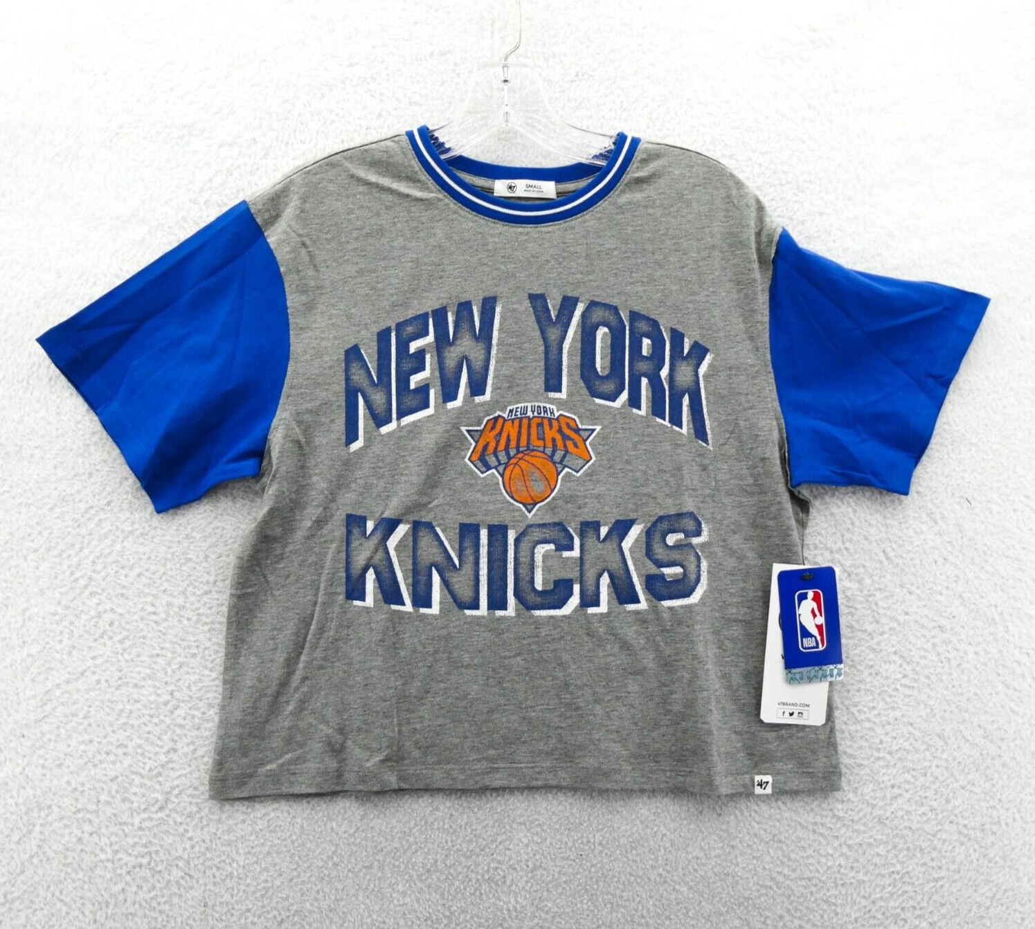 New York Knicks Crop Shirt Small Womens Gray Knit '47 Brand