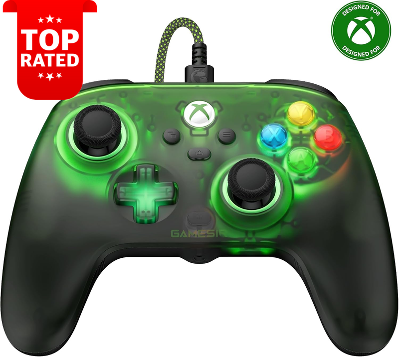 T7 Pro Wired Controller Xbox Series X S One PC RGB Gamepad Retro Green