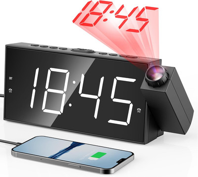 Digital Projector Alarm Clocks for Kids Bedroom,Plug-In LED Display Clock 