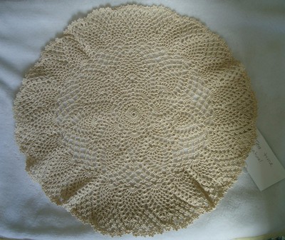 Handmade Crocheted Doily Tea Time  Natural 15
