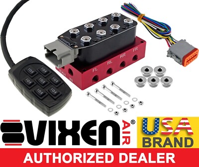 1/4''NPT AIR RIDE/SUSPENSION MANIFOLD SOLENOID VALVE 4-CORNER 9-SWITCH CONTROLLER