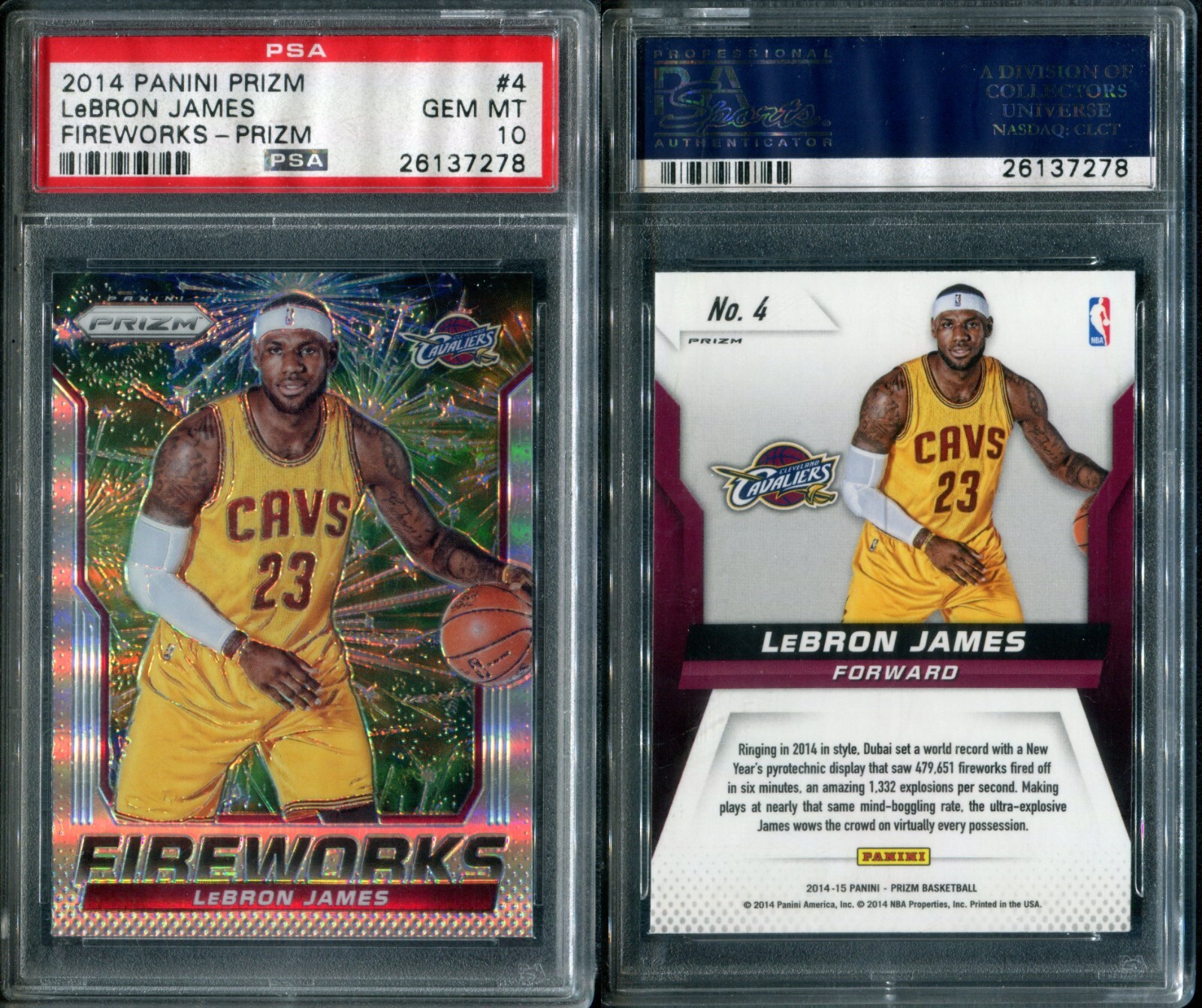 PSA 10 2014-15 Panini Prizm Fireworks Prizm Silver #4 LeBron