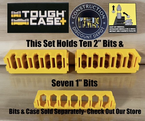 Genuine DEWALT 3 bit Holders Holds 1" & 2" bits Yellow Tough Case Component