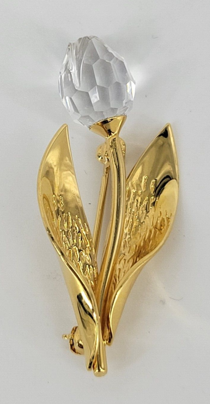 Swarovski Crystal and Gold Floral Pin Ships Free (34280) | eBay