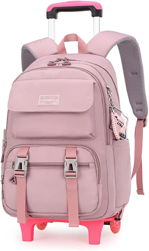 Rolling Backpack Luggage Bookbag Wheel Trolley Bag Wheel Travel Backpack Purple