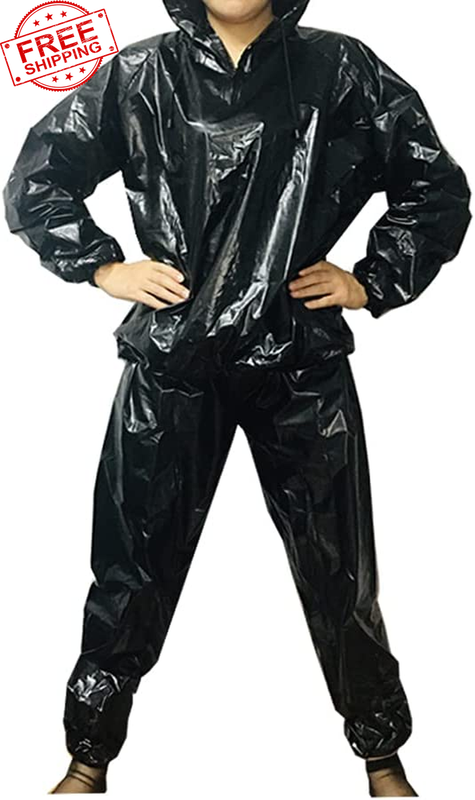 Sauna Sweat Suit for Women/Men with Hoodie Zipper Weight Loss Fitness Exercise