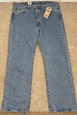 Levis Mens 501 Straight Leg Button Fly Medium Wash Red Tab Denim Jeans 38x30 NWT