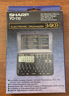 SHARP YO-100 34KB Electronic Organizer With Original Box And Instructions READ