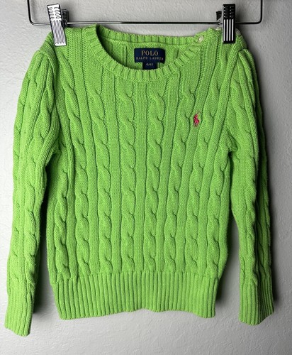 POLO Ralph Lauren Girls' Cable Knit Sweater Size 4/4T Green