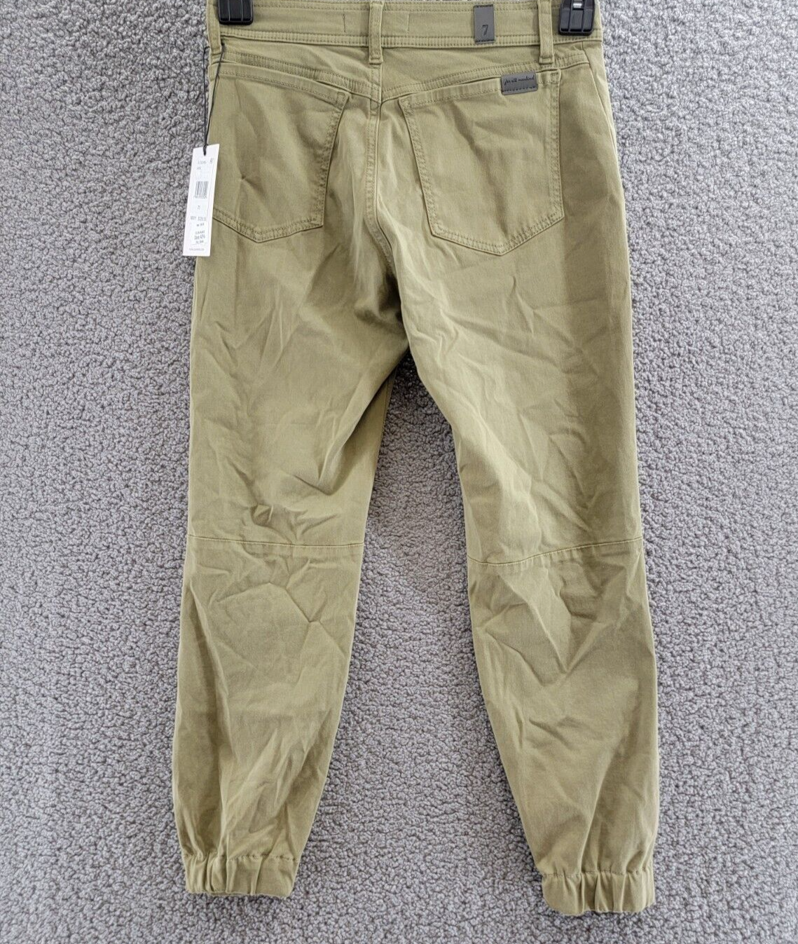 7 For All Mankind Darted Boyfriend Jogging Pants Women's 25 Sateen Army Tapered - Picture 12 of 22
