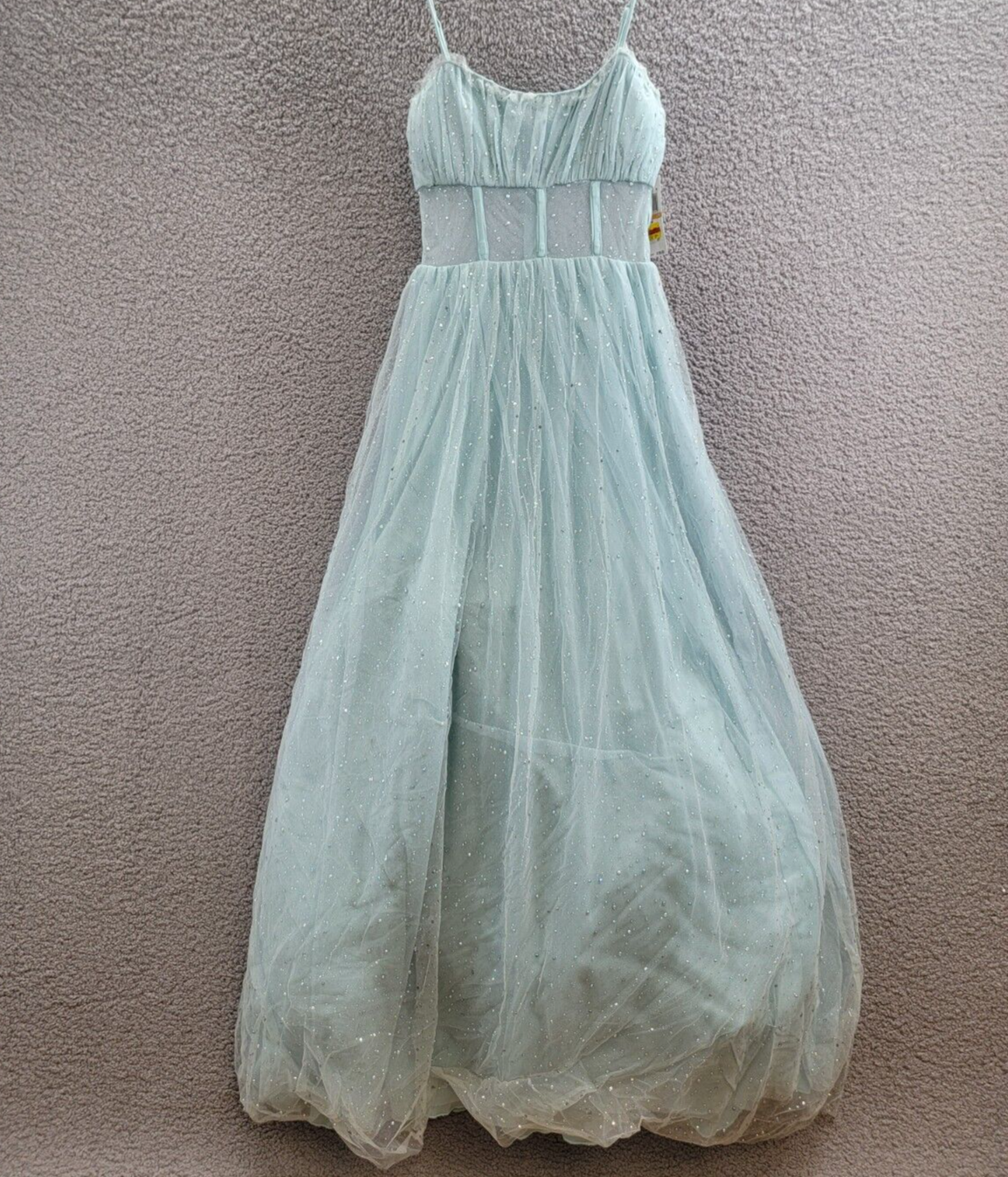 Say Yes to the Prom Rhinestone-Embellished Mesh-Waist Gown Juniors' 3/4 Seagreen - Picture 2 of 16
